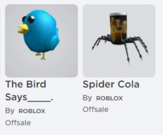 Roblox Promo Codes May 2020 - The Bird Says, Spider Cola