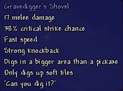 Terraria Journey's End Gravedigger's Shovel Stats