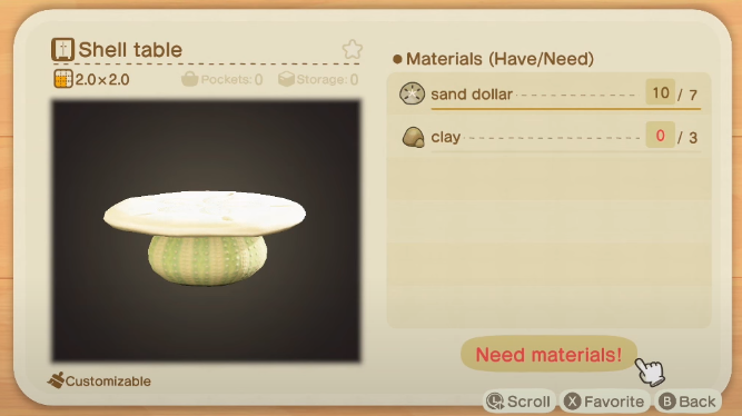 Shell Table ACNH