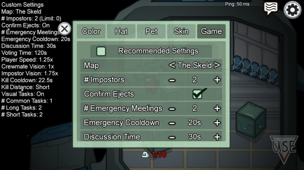 Best settings to use in Among Us