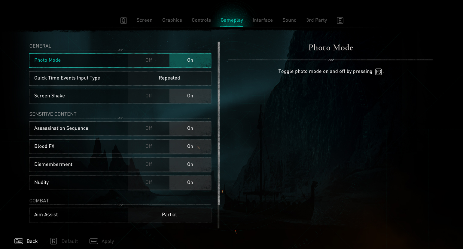 How to use Photo Mode in Assassin's Creed Valhalla - Enable from Menu