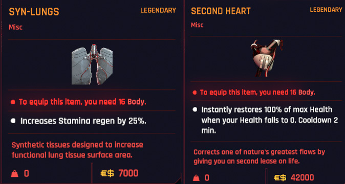 Heywood Ripperdoc Legendary Cyberware Circulatory Systems Cyberpunk 2077