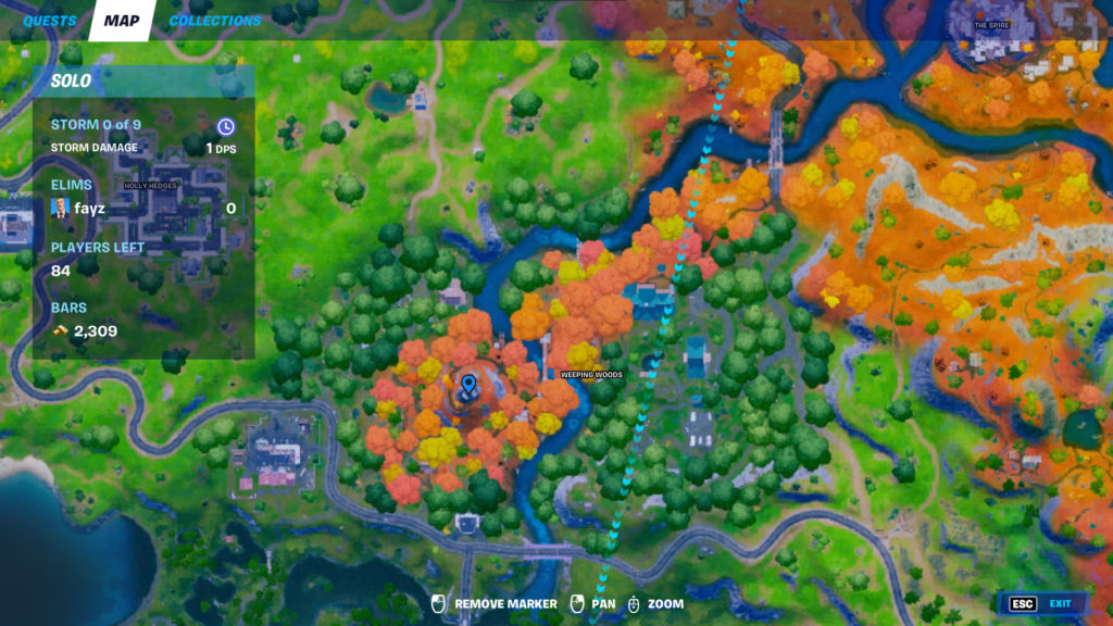 Guardian in Weeping Woods location in Fortnite