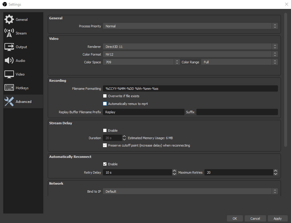 best output settings for streamlabs obs