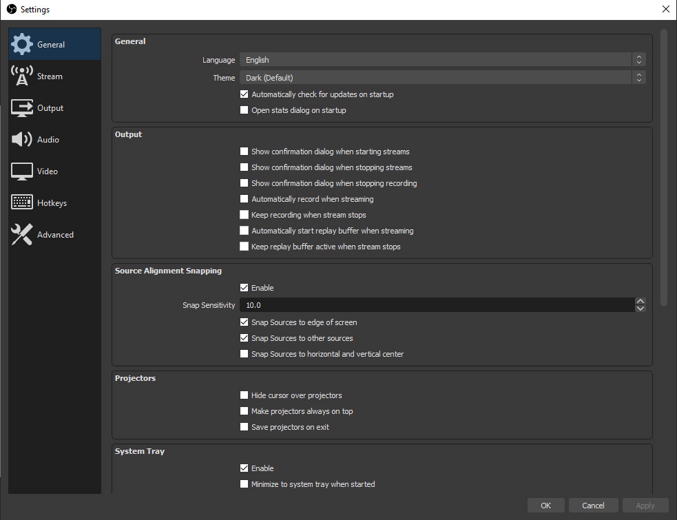 obs studio recording settings size