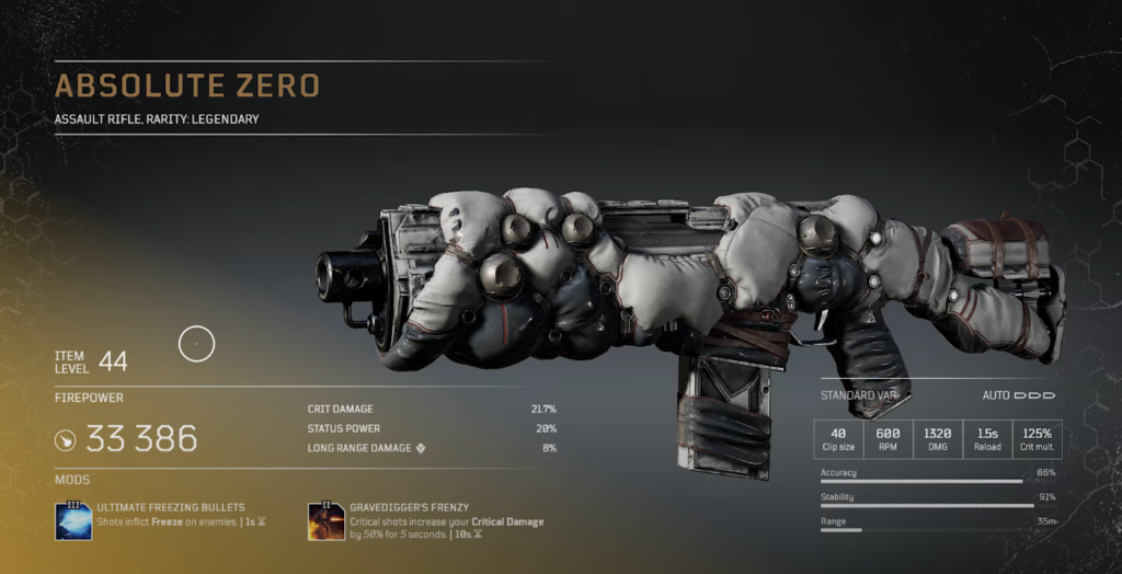 How to get Absolute Zero Legendary Assault Rifle in Outriders