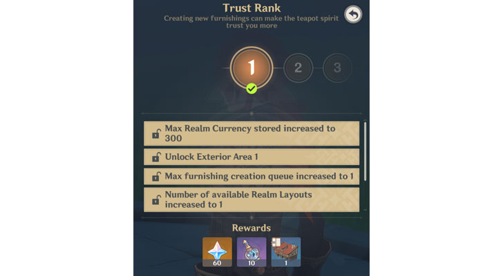 Genshin Impact Serenitea Pot - Trust Rank