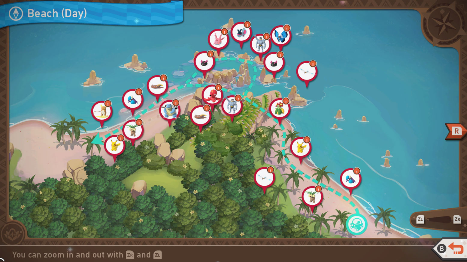 New Pokemon Snap Blushing Beach Day Map Overview