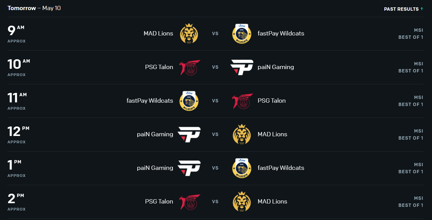 League of Legends Mid-Season Invitational Day 5 Schedule