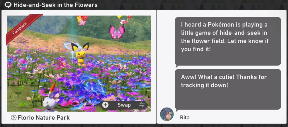 New Pokemon Snap - Florio Nature Park Day Request - Hide and Seek in the Flower