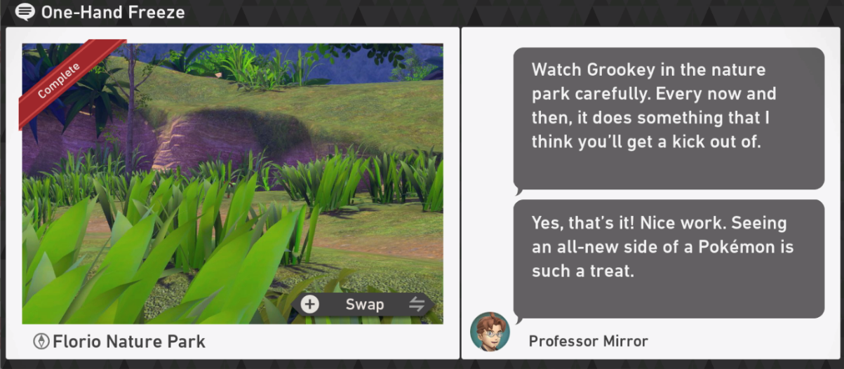 New Pokemon Snap - Florio Nature Park Day Request - One-Hand Freeze