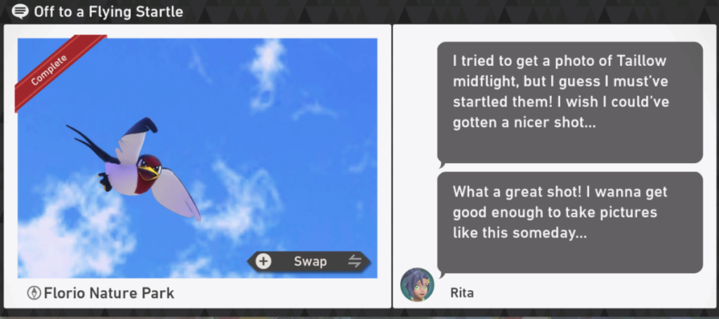 New Pokemon Snap - Florio Nature Park Day Request - Off to a Flying Startle
