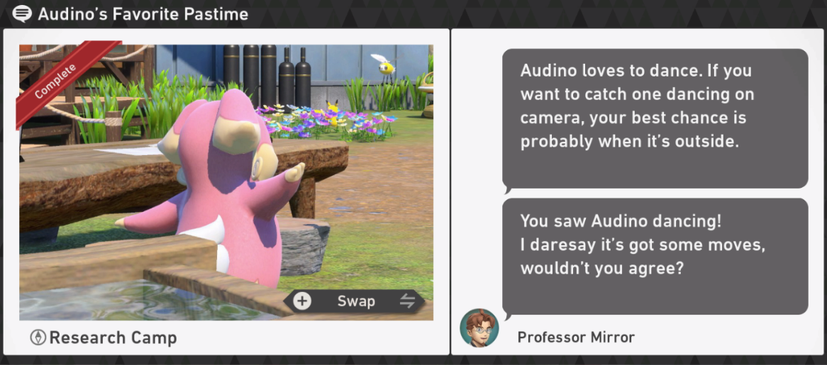 Research Camp Area - LenTalk Request - Audino's Favorite Pastime