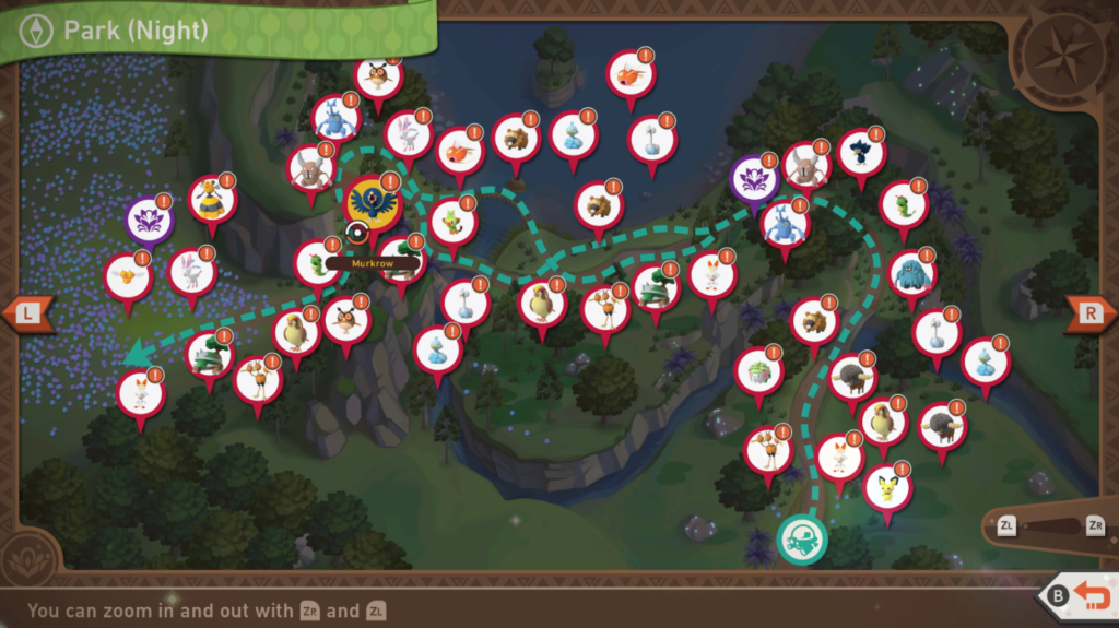 New Pokemon Snap Florio Nature Park (Night) Map Overview
