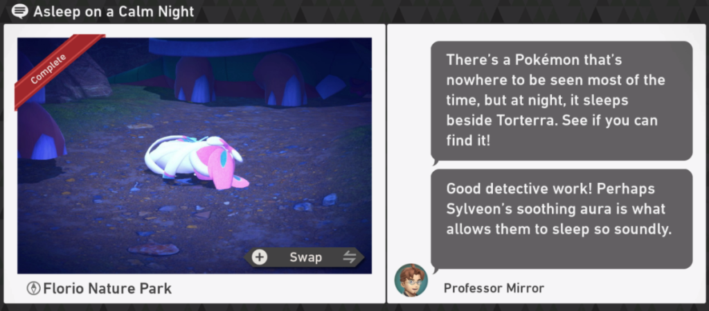 New Pokemon Snap - Florio Nature Park Night Request - Asleep on a Calm Night