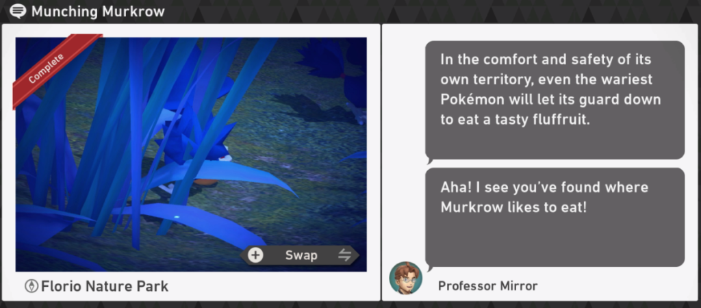 New Pokemon Snap - Florio Nature Park Night Request - Munching Murkrow