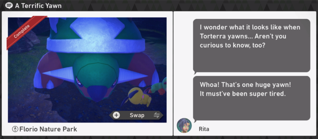 New Pokemon Snap - Florio Nature Park Night Request - A Terrific Yawn