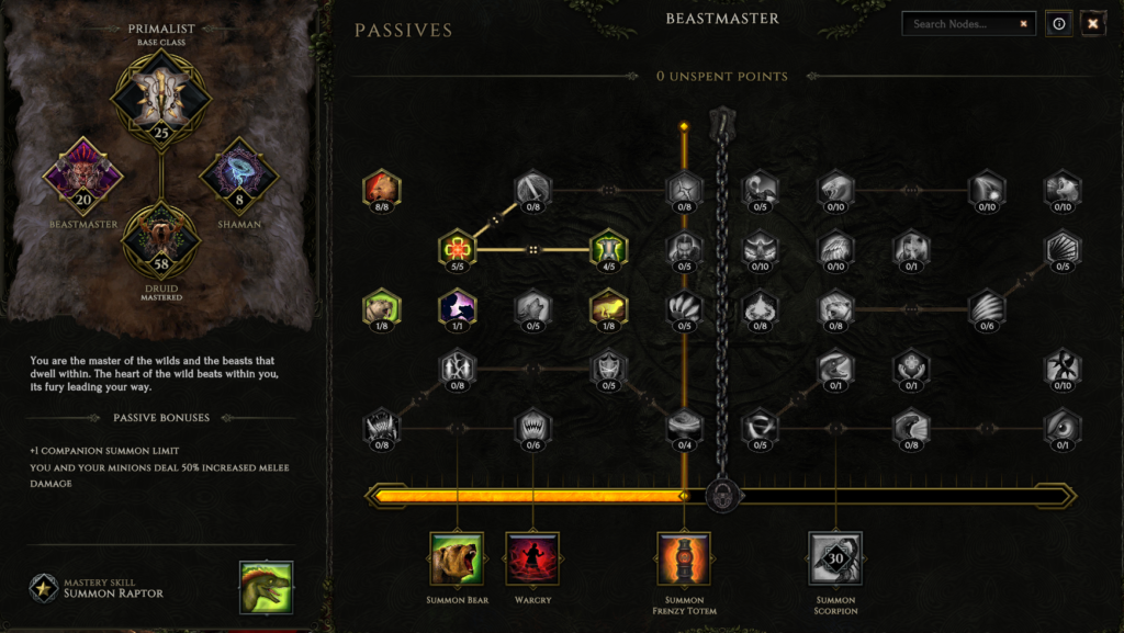 Last Epoch Druid Builds: Machine Gun Spriggan (0.8.2e) Passives - Beastmaster