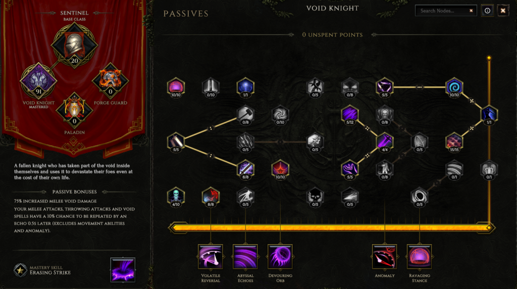 Last Epoch Doom Void Knight Passives: Void Knight