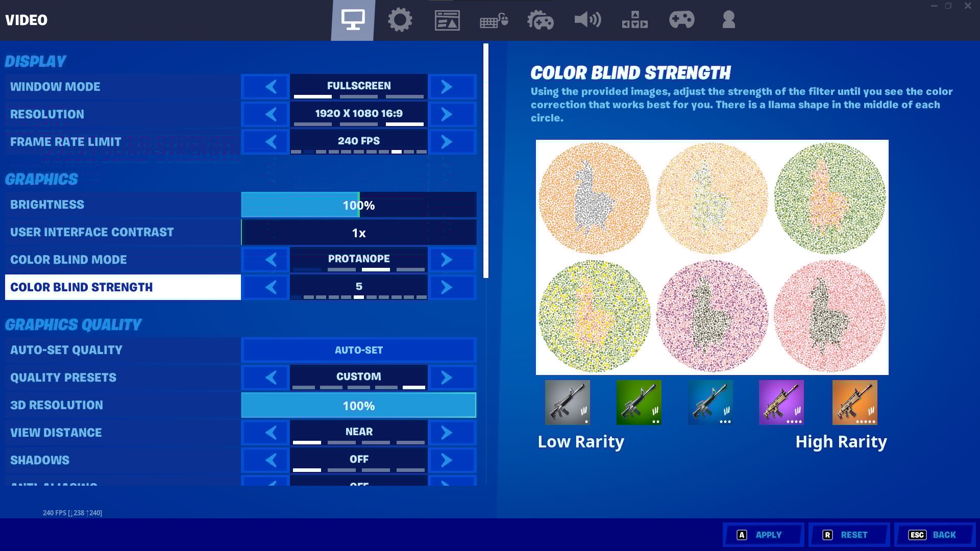 Best Color Blind Modes in Fortnite - Protanope 5