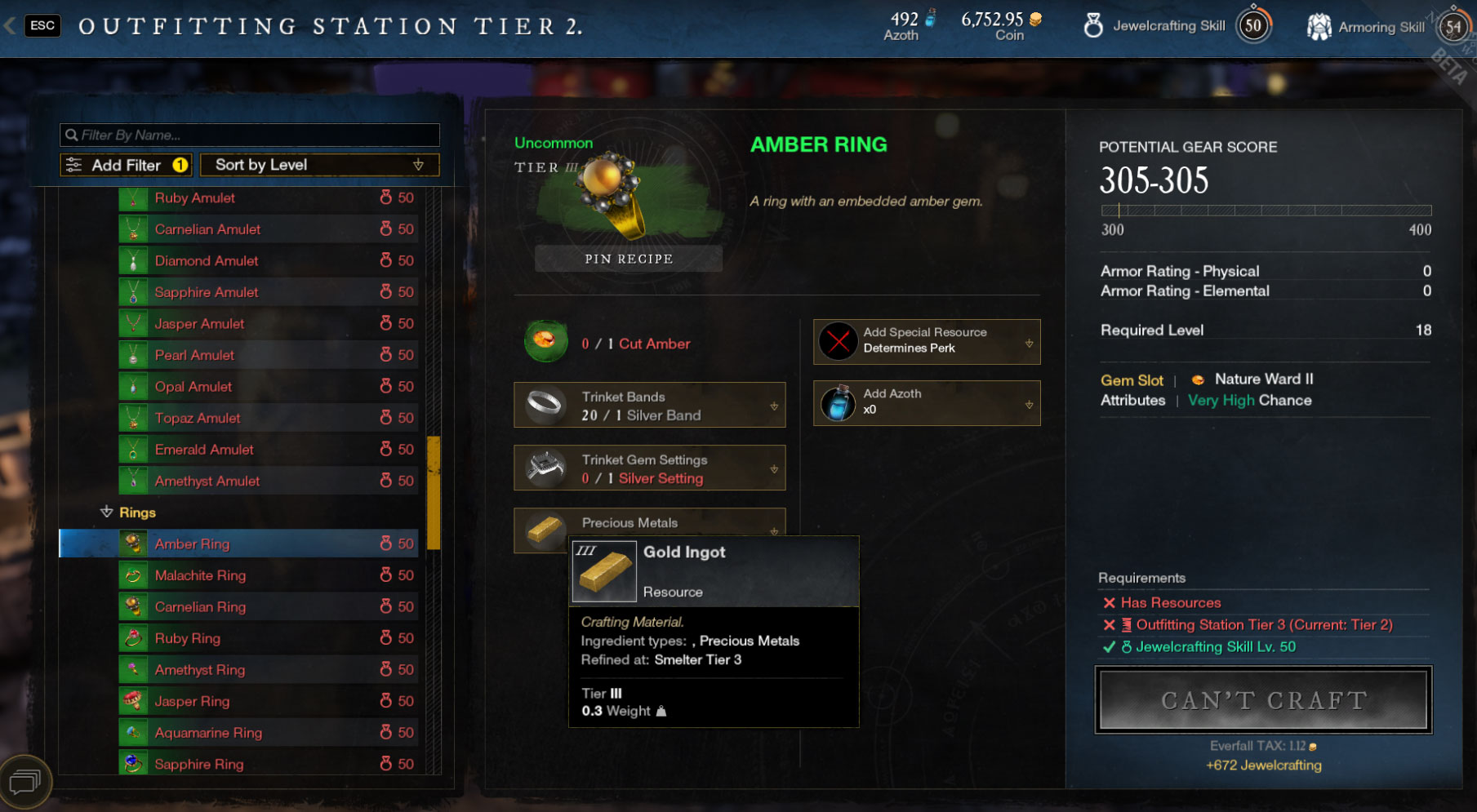 What is Gold used for in New World?