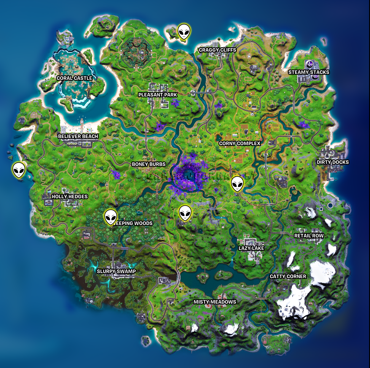 Fortnite – Emplacements des artefacts extraterrestres de la semaine 9