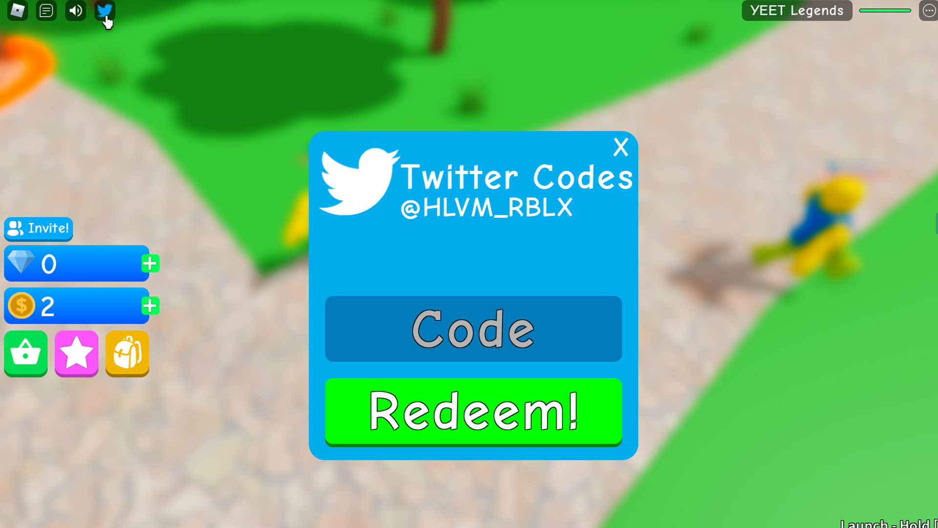 How to redeem codes in Yeet Legends