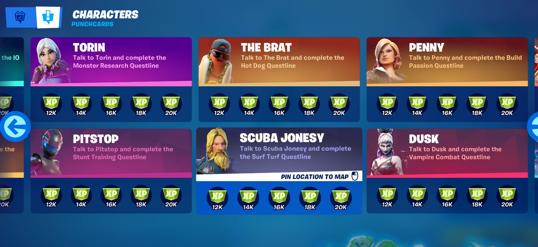Fortnite Characters Punchcards Scuba Jonesy Surf Turf