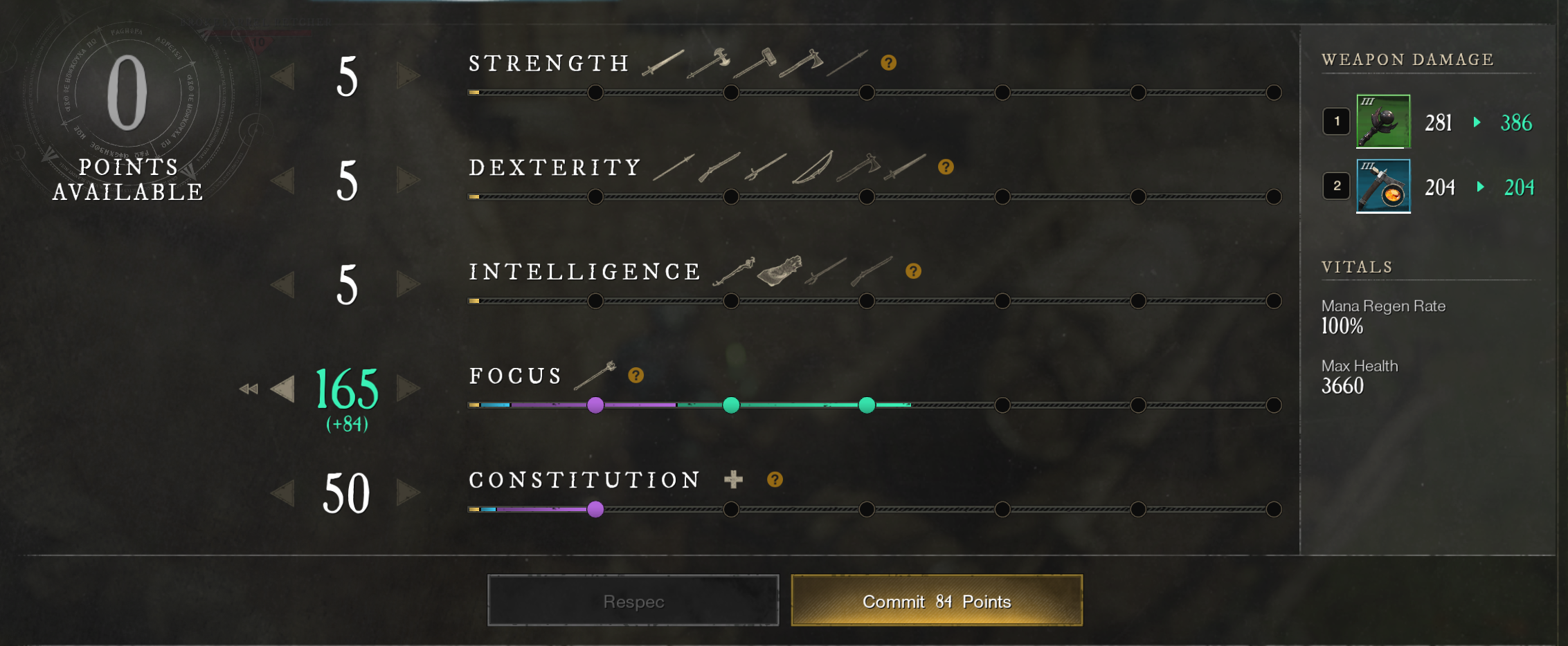 Focus Attributes Maxed
