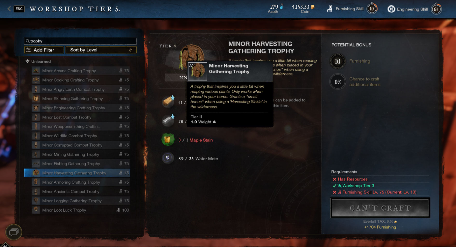 New World Harvesting Guide - Trophies
