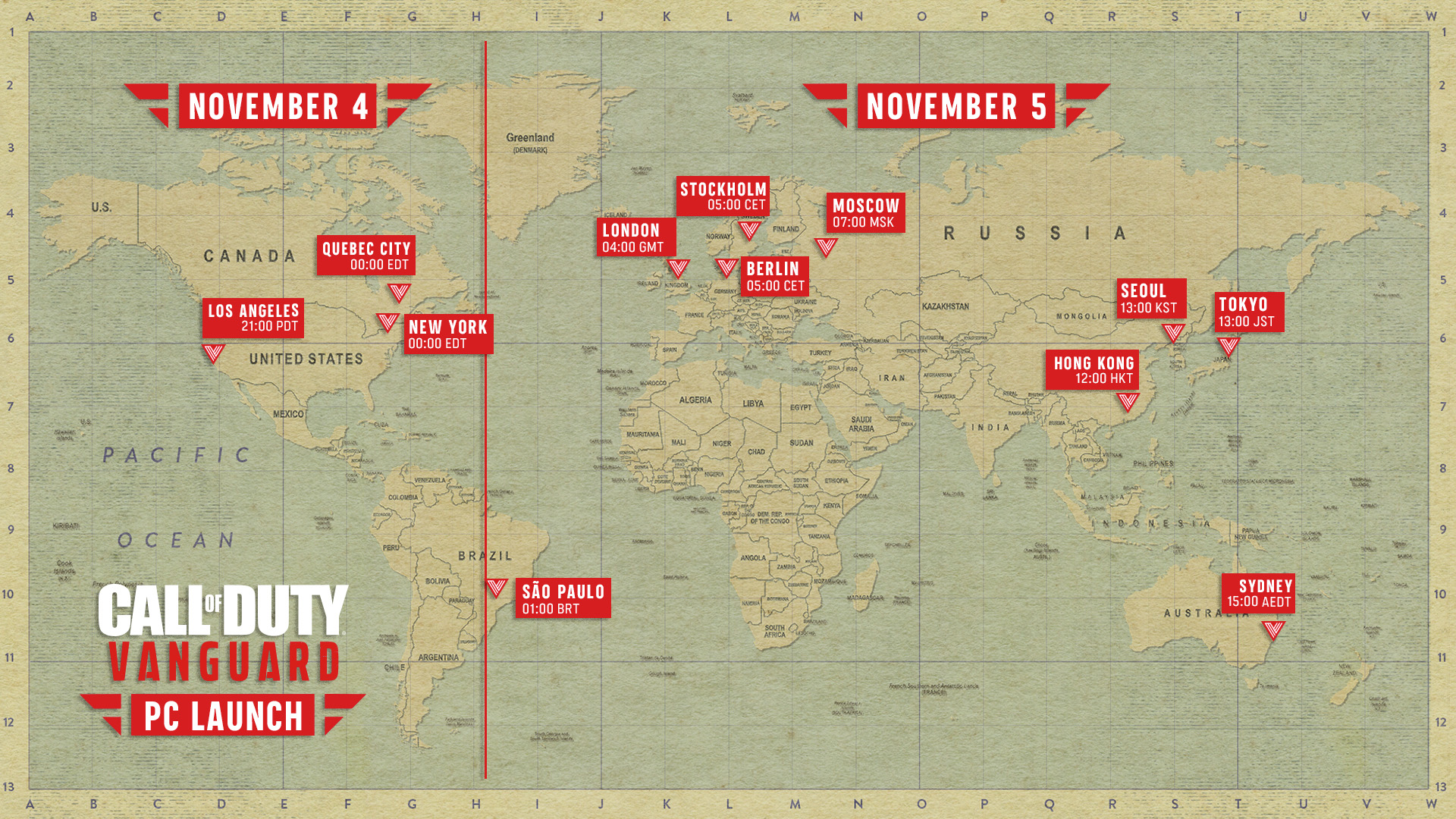 Call of Duty Vanguard PC Launch Times