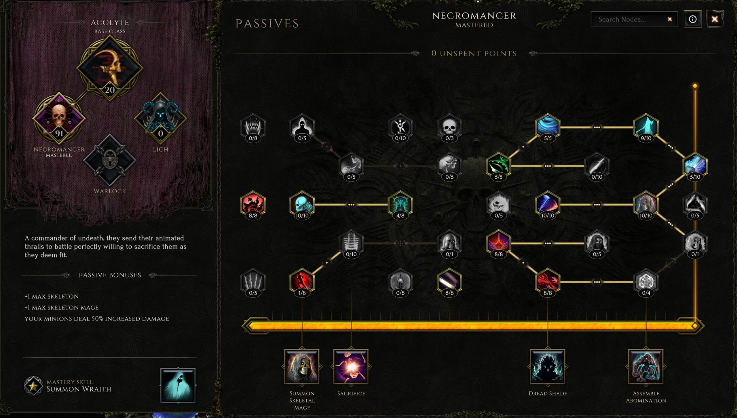 Last Epoch Necromancer build: Permanent Rampaging Abomination - Necromancer passives