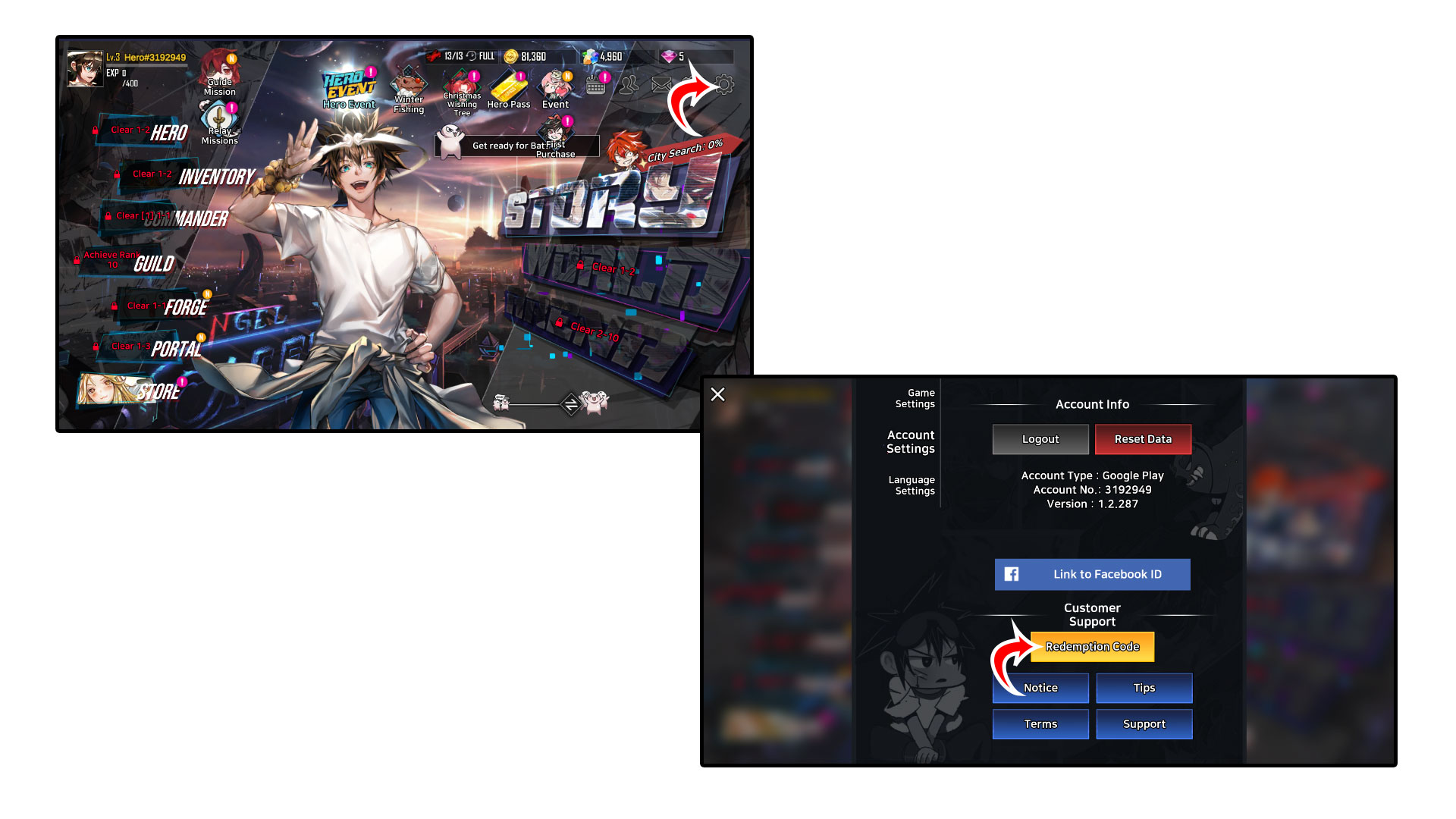 hero cantare codes redeem