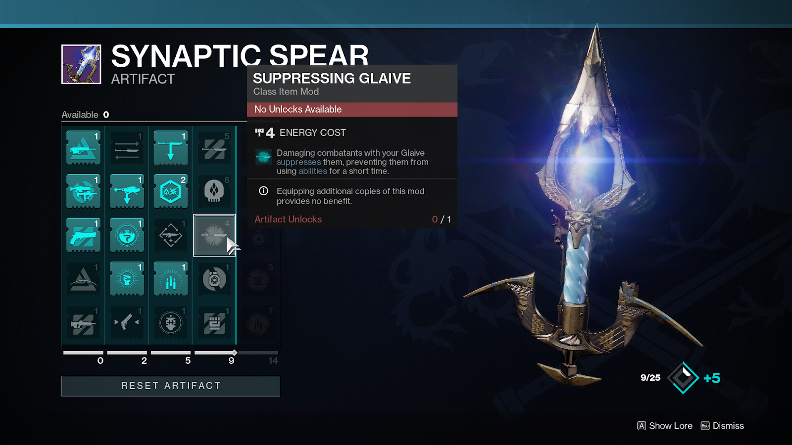 Mods de artefactos de la Temporada del Resucitado de Destiny 2 5 Destiny 2 Season of the Risen Artifact Mods - Endgame Mods - Suppressing Glaive