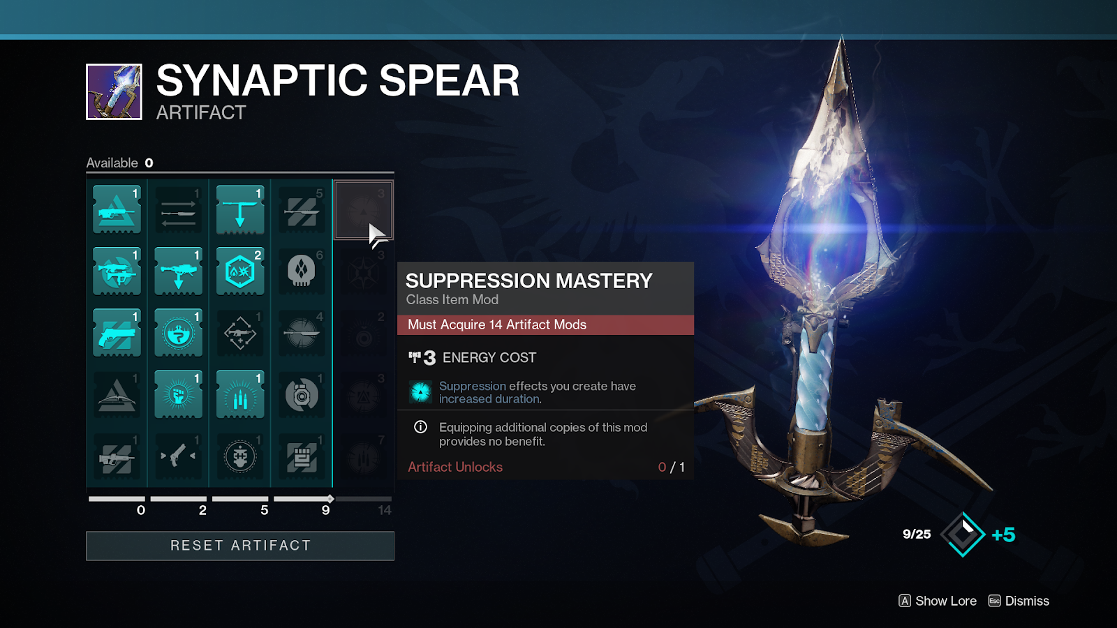 Mods de artefactos de la Temporada del Resucitado de Destiny 2 6 Destiny 2 Season of the Risen Artifact Mods - Endgame Mods - Suppression Mastery