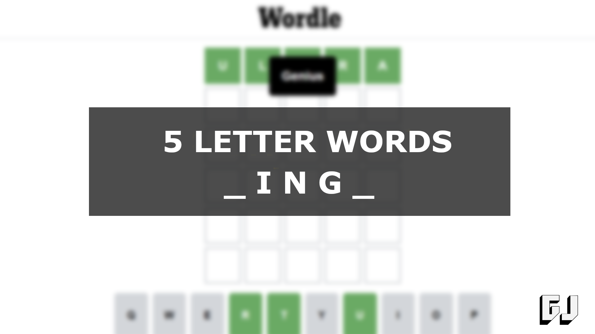 words end in ing 5 letters