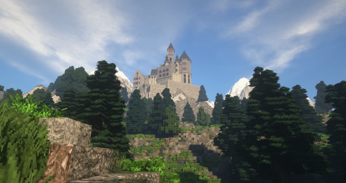 Best 5 Minecraft Castle Ideas & Designs Mountaintop castle screenshot Minecraft