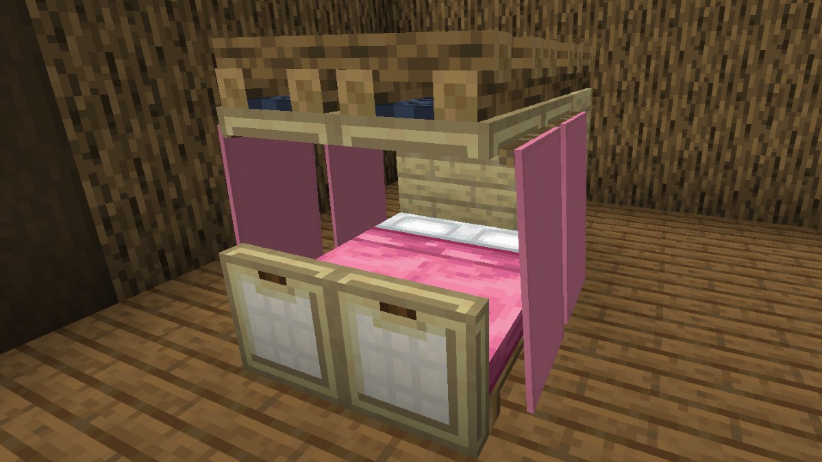 5 best Minecraft bed designs canopy bed with drapes.
