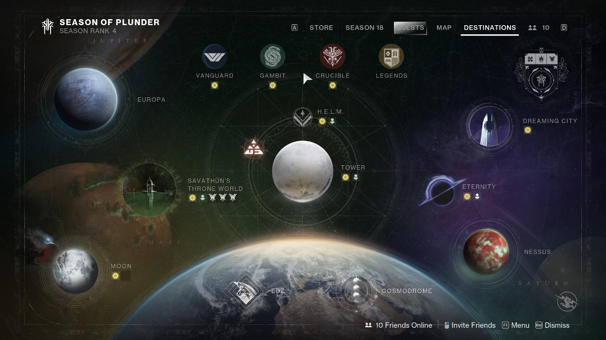 Destiny 2 how to get the Thunderlord catalyst - Destinations map.