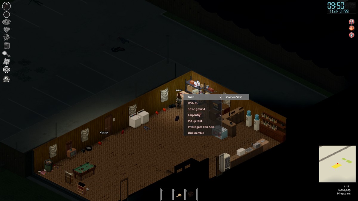 How to barricade windows in Project Zomboid - Garden Saw on a crate.