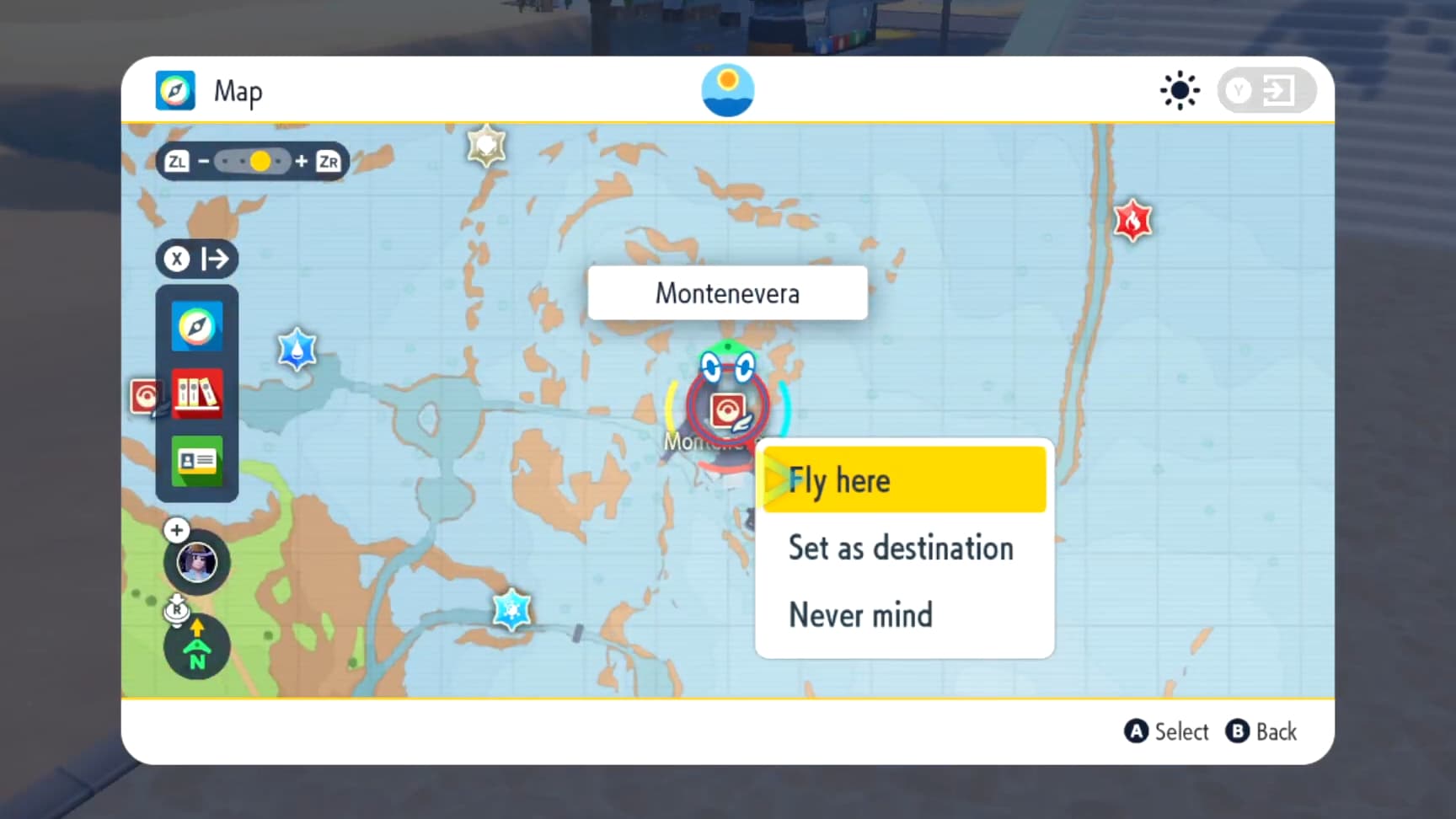 Montenevera on the map to Fly