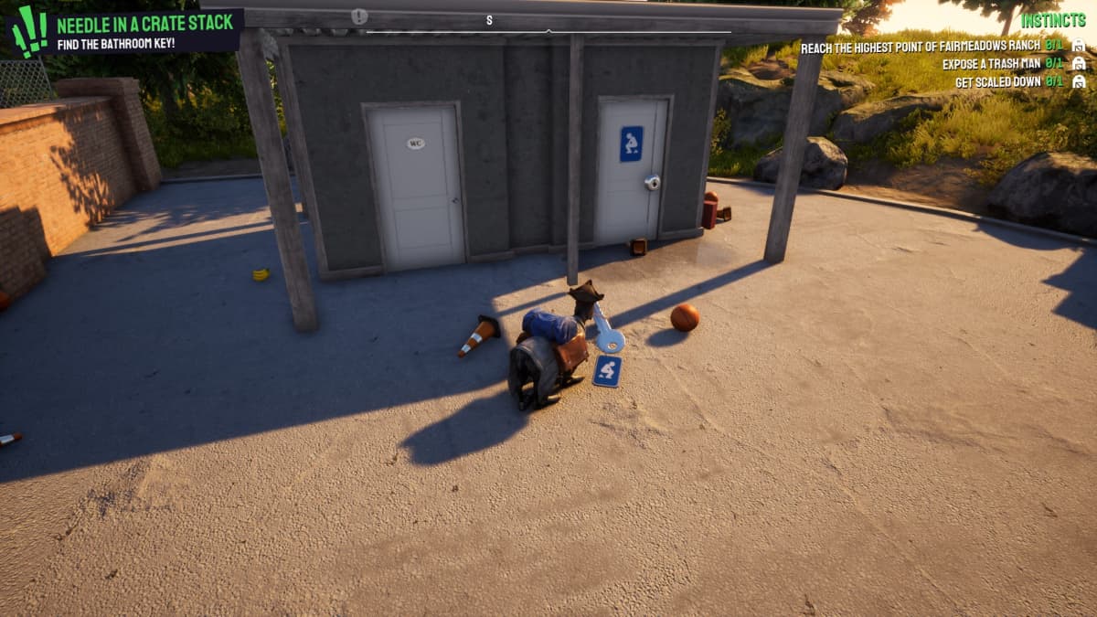 Goat carrying key to open the toilet door in Goat Simulator 3